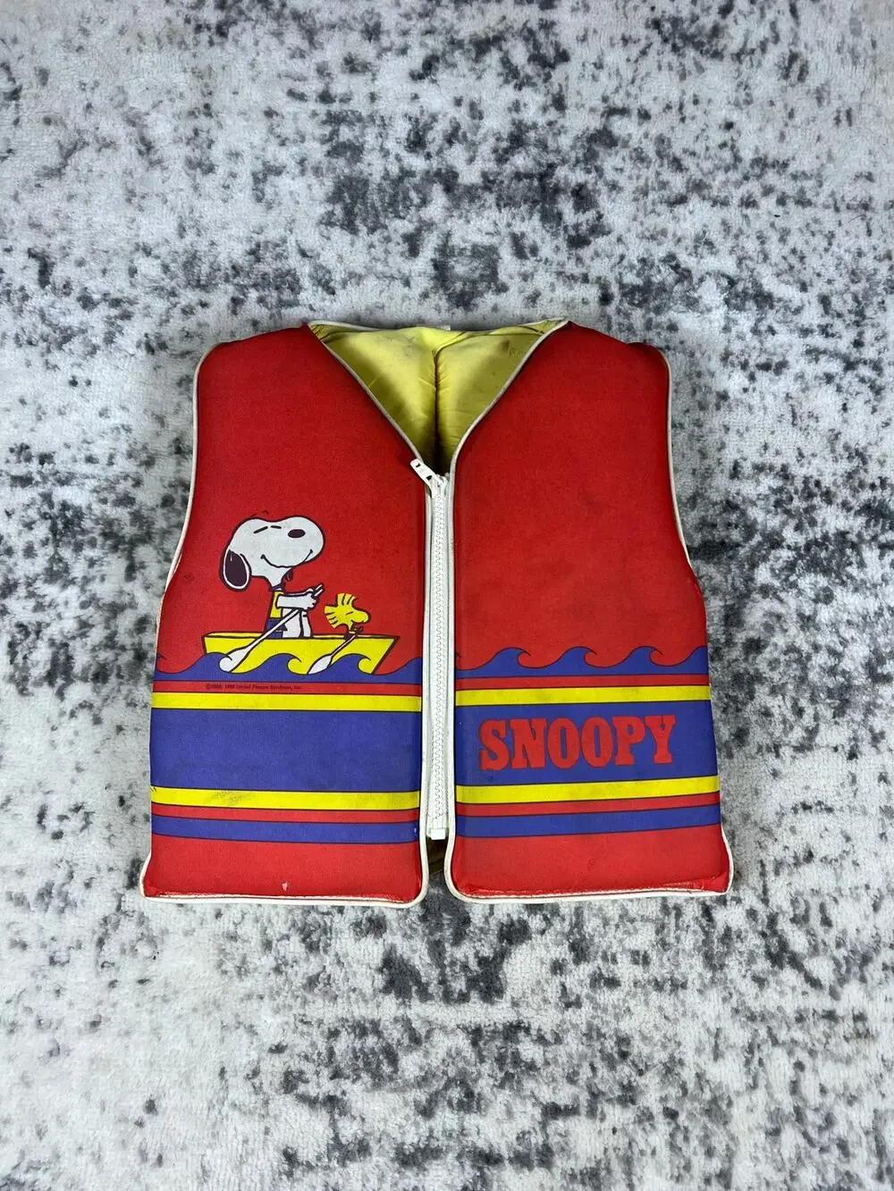 VTG Peanuts 1968 Snoopy Life Vest Jacket Children XS 13x14 Sailboat